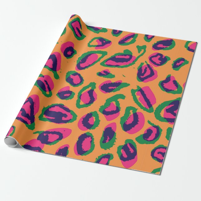 Papel De Presente Pasta de ilustração de impressão de leopardo aquos (Desenrolado)