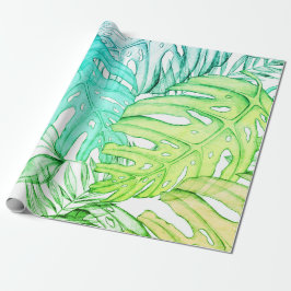 Papel De Presente Pasta monstera folha de palma aquarela tropical
