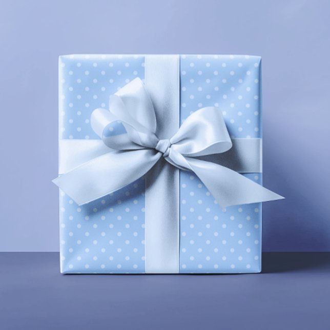 Papel De Presente Pastas e Bolinhas leves azuis (Pastel and Light Blue Small Polka Dots Wrapping Paper)