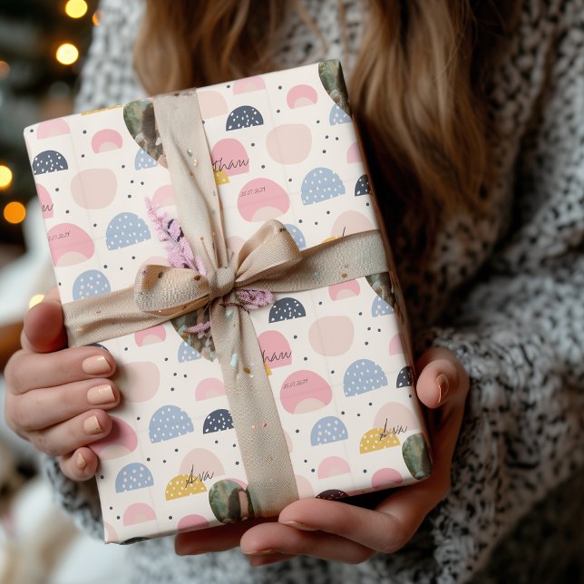 Papel De Presente Pastel abstrato personalizado com foto e nome (Criador carregado)