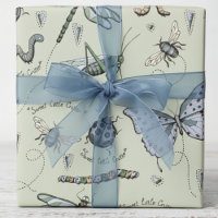 Pastel Azul e Sage Boho Insetos Bebês Crianças Beb