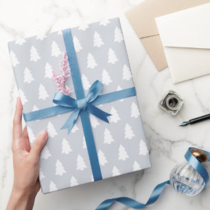 Papel De Presente Pastel azul-esfestivo Padrão de árvores de Natal