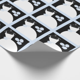 Papel De Presente Pastel azul-preto de Casamento