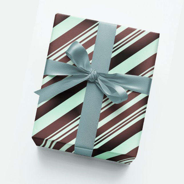 Papel De Presente Pastel Baby Blue Espresso Brown Stripe Moderno Boh (Criador carregado)
