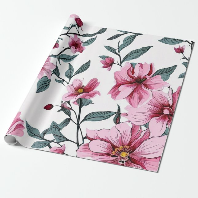 Papel De Presente Pastel Blooms Watercolor (Desenrolado)