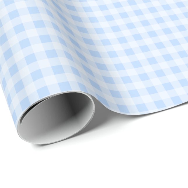 Papel De Presente Pastel Blue Gingham Wrapping Paper (Ponta do rolo)