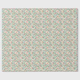Papel De Presente Pastel Christmas Holly & Winter Foliage Pattern
