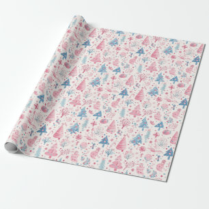 Papel De Presente "Pastel Christmas Wonderland Pattern"