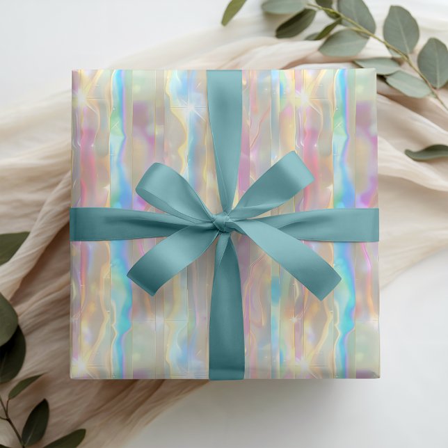 Papel De Presente Pastel Colors Shimmering Iridescent Stripes Patter (Criador carregado)