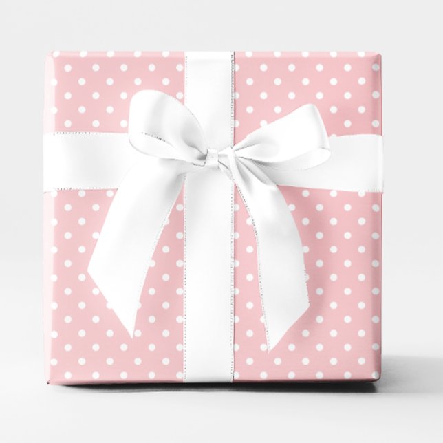 Papel De Presente Pastel Coral e Pequeno Ponto Branca (Pastel Coral and White Small Polka Dot Wrapping Paper)