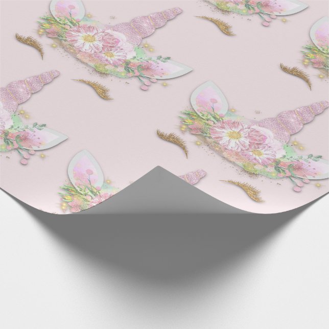 Papel De Presente Pastel Floral Dourado Cor-de-Rosa Minúscula Unicor (Ponta)