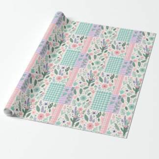 Papel De Presente Pastel Floral Patchwork Wraping Paper