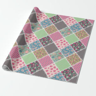 Papel De Presente Pastel Floral Quilt Squares