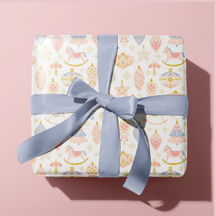 Papel De Presente Pastel Folk Art Ornamentos de Árvore de Natal Cria