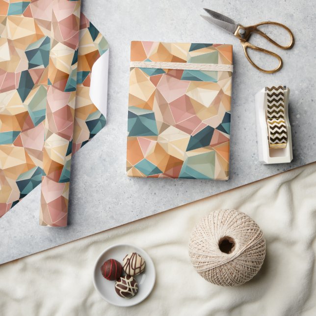 Papel De Presente Pastel Geometric Pop | Jewel Wrapping Paper Roll (Artesanato)