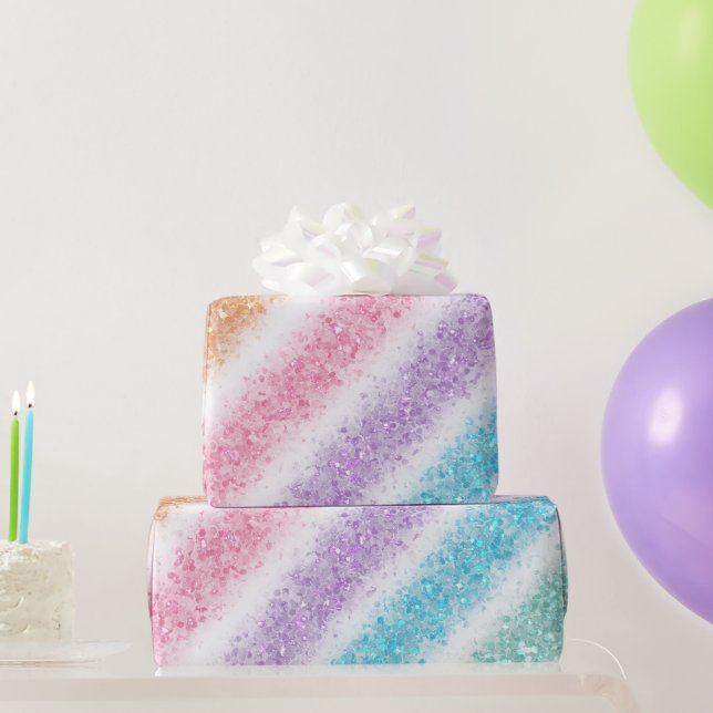 Papel De Presente Pastel Glitter Rainbow (Presentes para festas)