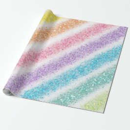 Papel De Presente Pastel Glitter Rainbow