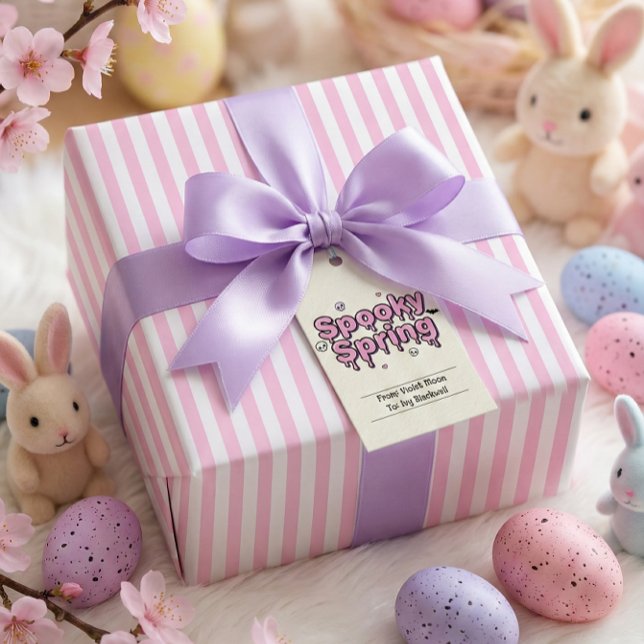 Papel De Presente Pastel Goth Easter Pink Striped Alternative (Pastel Goth Easter Pink Striped Alternative Wrapping Paper)