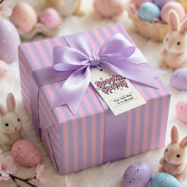 Papel De Presente Pastel Goth Páscoa Rosa Lavanda Listrado