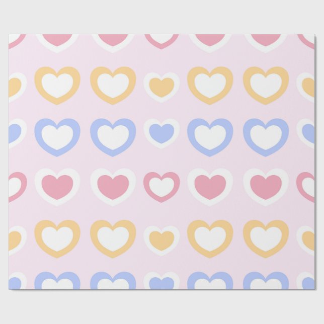 Papel De Presente Pastel Heart Pattern Wrapping Paper (Aberto)