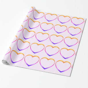 Papel De Presente Pastel Hearts Pink Wraping Paper