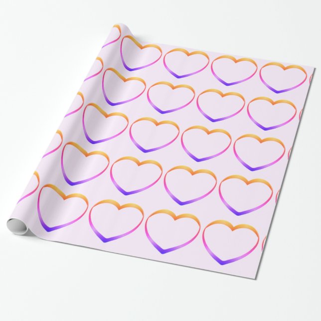 Papel De Presente Pastel Hearts Pink Wraping Paper (Desenrolado)