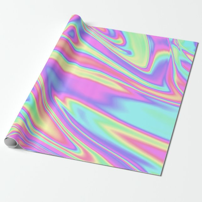 Papel De Presente Pastel Holográfico (Desenrolado)