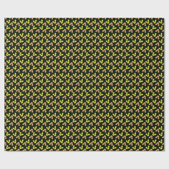 Papel De Presente Pastel-Neon Ginko Leaves on Black Background (Aberto)