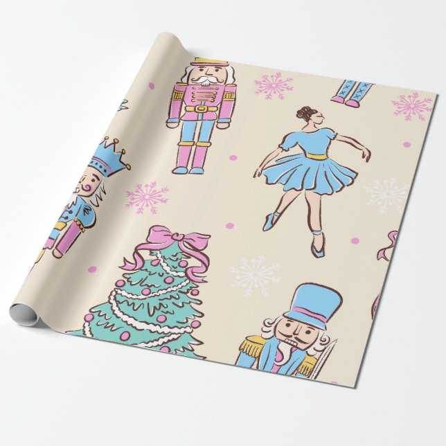Papel De Presente Pastel Nutcracker Christmas (Desenrolado)