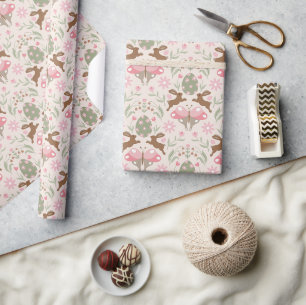 Papel De Presente Pastel Páscoa Coelho e Flor