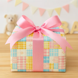 Papel De Presente Pastel Patchwork Plaid Spring Wrapping Paper