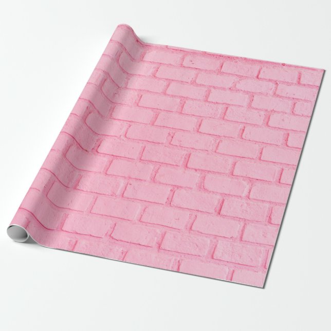 Papel De Presente Pastel pink brick background wall texture. pink re (Desenrolado)