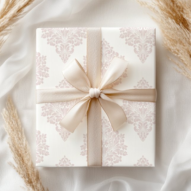 Papel De Presente Pastel Pink Damask Shabby Floral (Criador carregado)