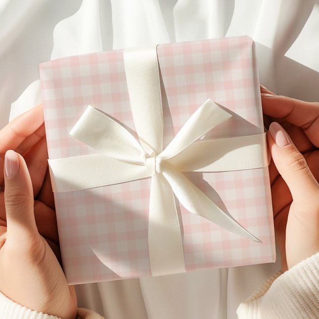 Papel De Presente Pastel Pink Gingham (Criador carregado)
