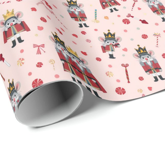 Papel De Presente Pastel Pink Nutcracker's Mouse King (Ponta do rolo)