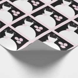 Papel De Presente Pastel preto-cola-rosa de Casamento