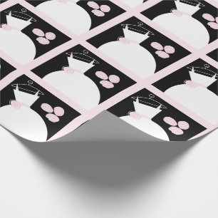 Papel De Presente Pastel preto-cola-rosa de Casamento