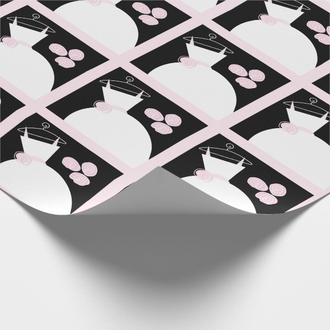 Papel De Presente Pastel preto-cola-rosa de Casamento (Ponta)