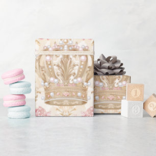 Papel De Presente Pastel Princess Crowns Damask Pearls