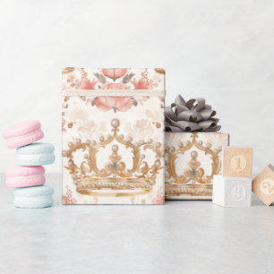 Papel De Presente Pastel Princess Crowns Damask Pearls