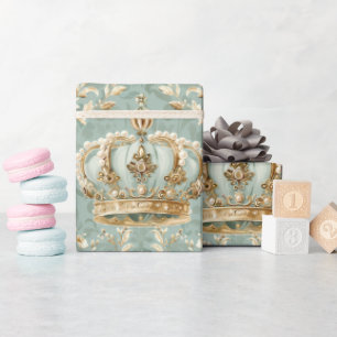 Papel De Presente Pastel Princess Crowns Damask Pearls