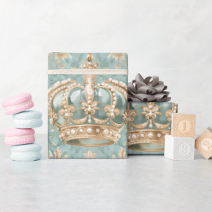 Papel De Presente Pastel Princess Crowns Damask Pearls