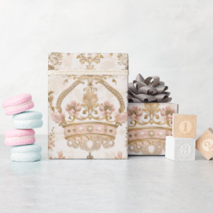 Papel De Presente Pastel Princess Crowns Damask Pearls