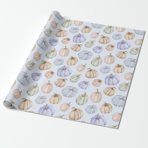 Papel De Presente Pastel Pumpkins em Azul