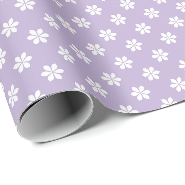 Papel De Presente Pastel Purple Daisies for Spring and Baby Gifts (Ponta do rolo)