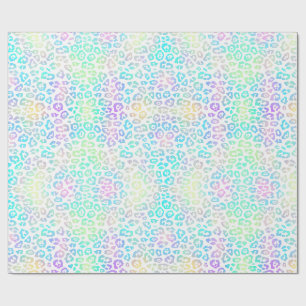 Papel De Presente Pastel Rainbow Leopard Patterno