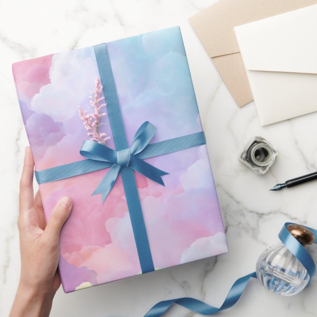 Papel De Presente Pastel Rainbow Soft Cloud Blend Abstract Pattern (Presentear)