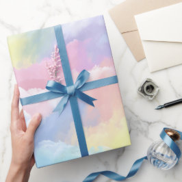 Papel De Presente Pastel Rainbow Soft Cloud Blend Abstract Pattern