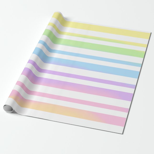 Papel De Presente Pastel Rainbow Stripes Abstrato Blur Art Design (Desenrolado)