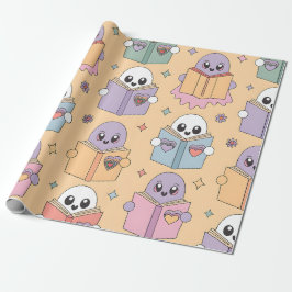 Papel De Presente Pastel Reading Retro Ghosts Kawaii Book Lover